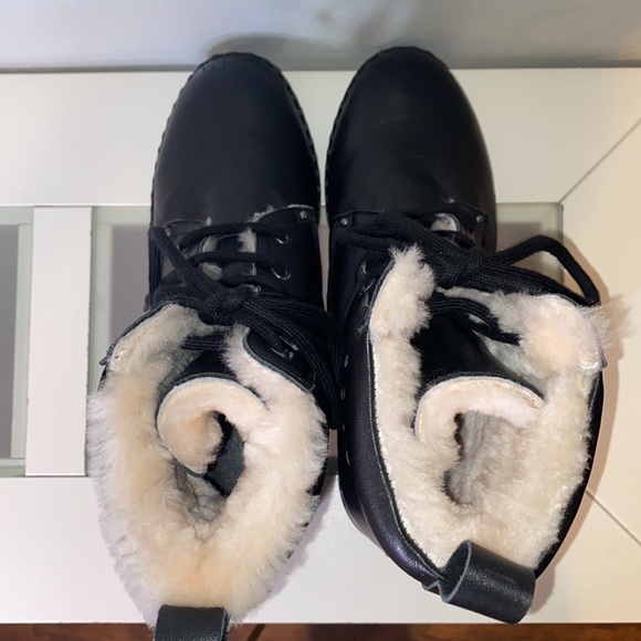 BOTTEGA VENETA Intrecciato Weave Calf Leather Lamb Fur Lined Combat Boots-Sz 8 - Picture 12 of 15